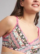 Cotton Blend Printed Padded Bra for Women 