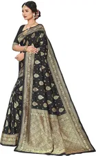 Silk Woven Design Saree for Women, Black 