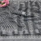 Linen Printed Saree for Women, Multicolor 