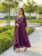 Solid Vichitra Silk Kurta Set for Women 