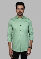 Cotton Blend Solid Shirt for Men, Green 