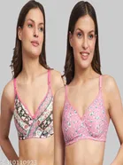 Cotton Blend Printed Padded Bra for Women 