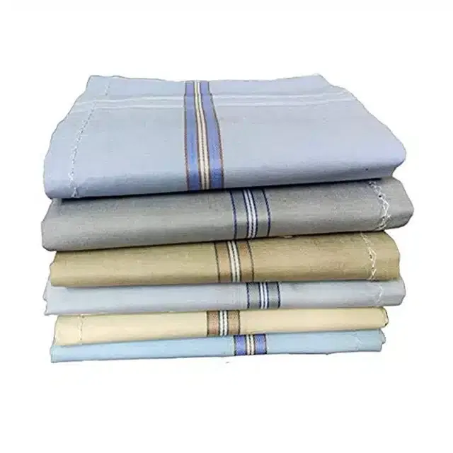 Cotton Blend Handkerchiefs for Men (Pack of 6) (Multicolor, 18x18 cm)