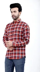 Cotton Blend Chequered Shirt for Men 
