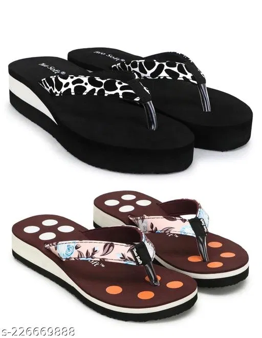 EVA Flip-flops for Women (Multicolor, 6) Pack of 2