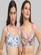 Cotton Blend Printed Padded Bra for Women 