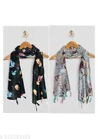 Chiffon Scarves for Women, Multicolor, Pack of 2