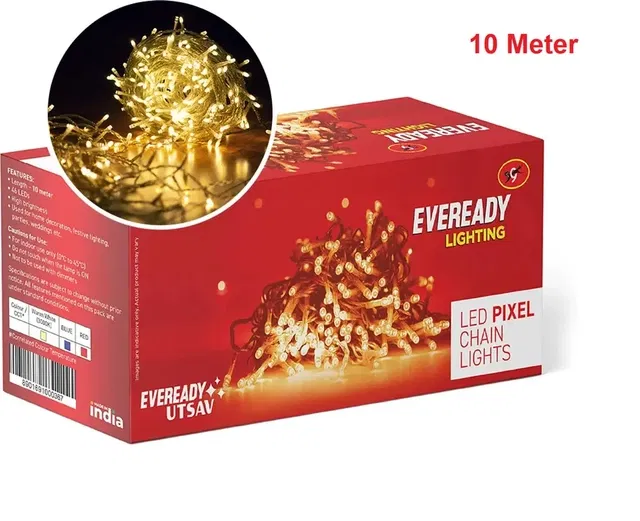 EVEREADY Pixel 46 Led Ladi | Decorative and Festive Lighting | High Brightness | Bis Approved | Made in India | Warm White - 10 Meter