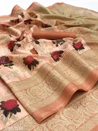 Art Silk Printed Saree for Women, Peach 