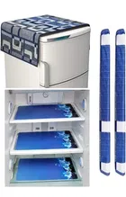 Knit Printed Fridge 3 Pcs Mat with 2 Pcs Handle & Top Cover 