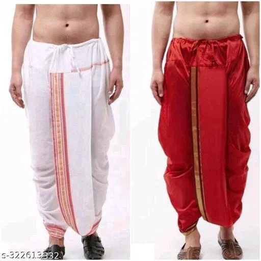 Pack of 2 Dhotis for Men (Multicolor, Free Size)
