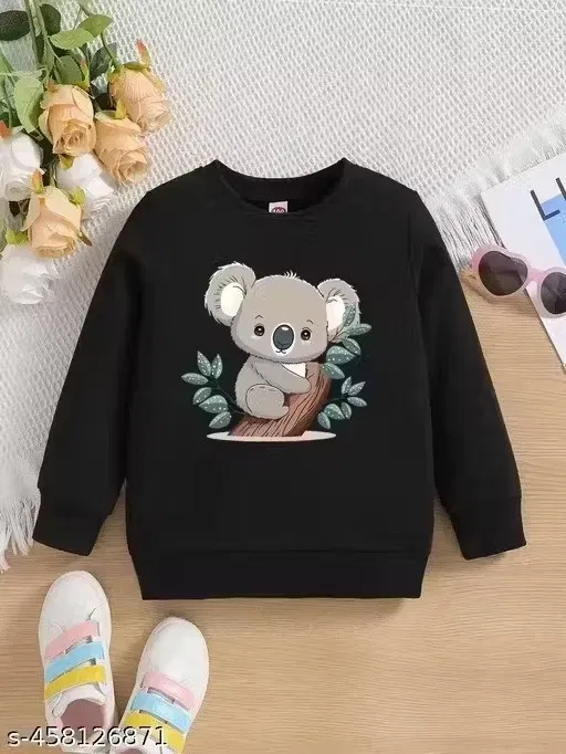 Light Fleece Printed Sweatshirt for Boys (Black, 2- 4 Years)