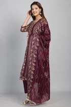 Cotton Blend Printed Kurti with Bottom & Dupatta Set for Women 