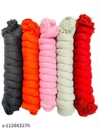 Cotton Blend Solid Dupatta for Women (Multicolor, 2 m) (Pack of 5)