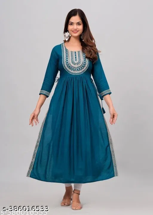 Rayon Kurti for Women, Teal (XXXL)