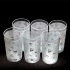 Plastic Diamond Design Glass Set (250 ml, Pack of 6)