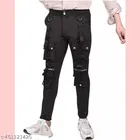 Lycra Cargo Trousers for Men (Black, 26)
