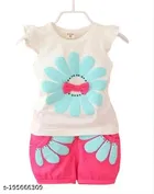Hosiery Cotton Sleeveless Top & Bottom Clothing Set for Girls 