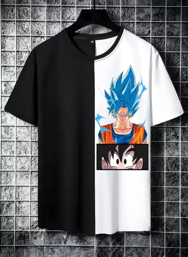 Half Sleeves T-Shirt for Men (Black & White, XL)