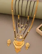 Alloy 4 Pcs Mangalsutra Set with Earrings for Women 