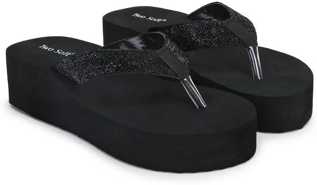 Glitter Straps Slipper for Women (Black, 4)
