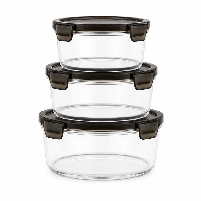 Round 3 Pcs Food Storage Container (800ml,1600ml,2400ml, Assorted)