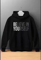 Fleece Printed Hoodie for Men, Black (M)