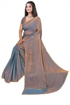 Satin Solid Saree for Women, Grey 