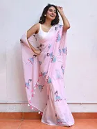 Bollywood Pink Chanderi Digital Print Saree for Women