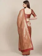 Litchi Silk Zari Woven Saree for Women, Red 