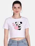 Round Neck Printed Crop Top for Women 