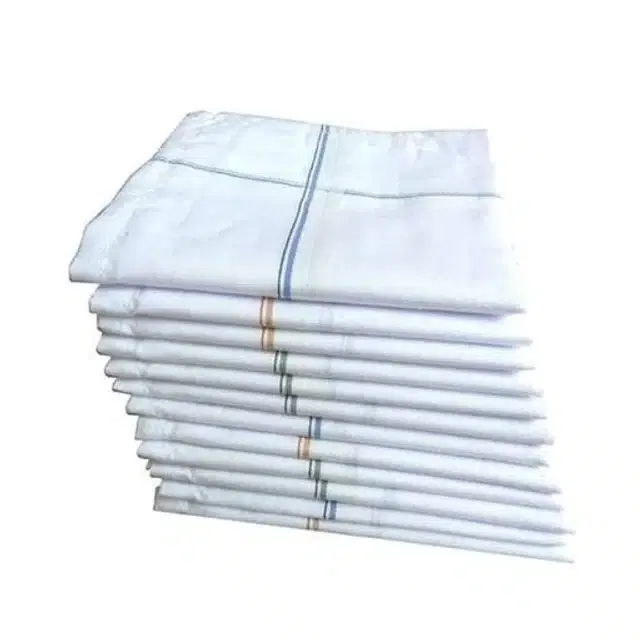 Cotton Blend Handkerchiefs for Men (Pack of 12) (White, 18x18 cm)