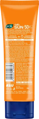 जॉय हेलो सन ड्यूई ग्लो कूलिंग हायलूरॉनिक और वॉटरमेलन Spf 50, 50 ml