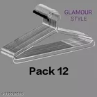 Stainless Steel Clothes Hangers (Silver & Black, Pack of 12)