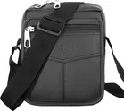 AXen Faux Leather Sling Bag for Men & Women (8Liter, Black)