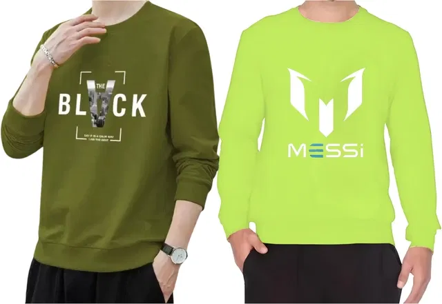 Cotton Blend Round Neck T-Shirts for Men (Multicolor, M) (Pack of 2)