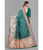Litchi Silk Woven Design Saree for Women, Teal 