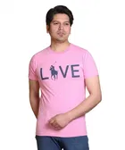Cotton Blend Printed T-shirt for men, Pink 
