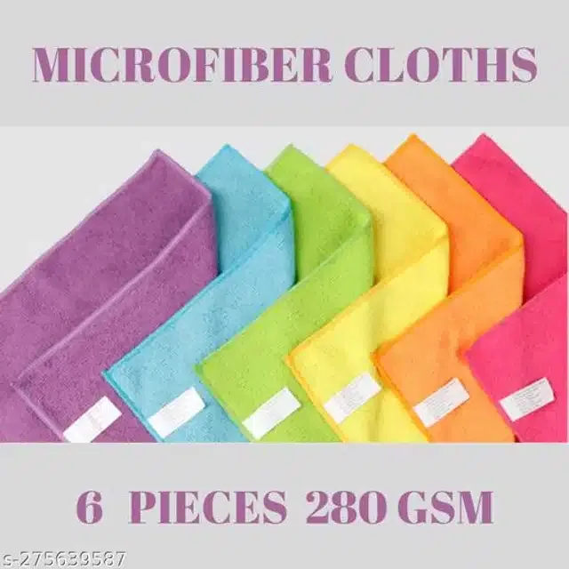 Microfiber Bath Towel (Multicolor, 40x40 cm) (Pack of 6)