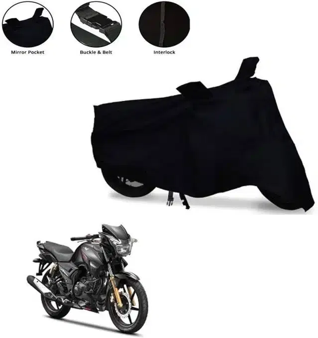 Waterproof & UV Protection Polyester Full Body Cover for TVS Apache RTR 180 (Black)