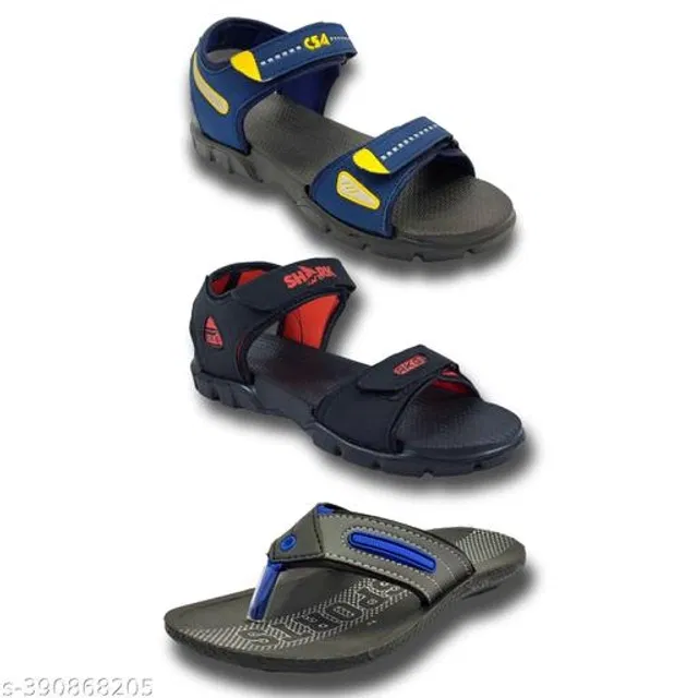 Sandals with Flipflop for Men (Multicolor, 8) (Pack of 3)