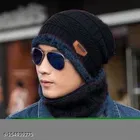 Woolen Beanie Cap with Neck Scarf for Men & Women 