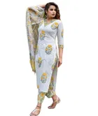 Viscose Rayon Printed Kurta with Pant & Dupatta for Women 