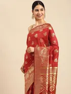 Silk Woven Design Saree for Women, Red 