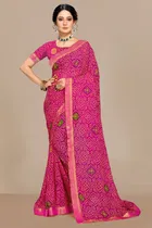 कानूड़ा फैंसी विमेंस जॉर्जेट फ्लावर प्रिंटेड साड़ी 