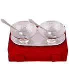 Decorative 5 piece bowl & spoon set silver shade