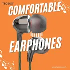 Tecsox Bassbuds 71|3.5 Mm Aux Wired Earphone|6 Mm Speaker Driver|Hq Mic| High Bass [Chrome Grey