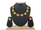 Copper Kempu RubyGreen Matt Gold Necklace for Women 