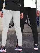 Polyblend Printed Trackpants for Men, Black & Grey, Pack of 2 