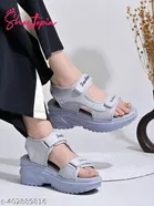 Shoetopia Grey Wedge Sandals Size IND-6